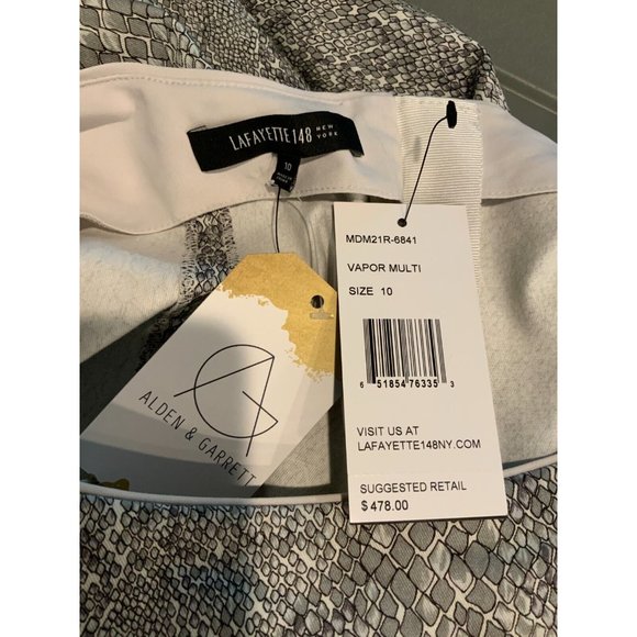 Lafayette 148 New York Navy  Gray Snakeskin Print Shift Dress, Size 10, NWT! - Picture 9 of 9